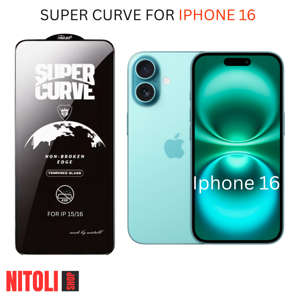 خرید گلس آیفون 16 نرمال مدل super curve | کیت نصب کامل + تضمین اصالت + ارسال سریع