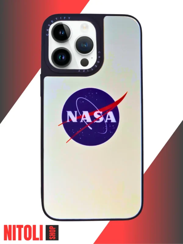 ✅قاب آیفون 14 پرومکس مدل اینه ای طرح لوگوی ناسا | بدنه سخت مقاوم + طراحی خاص