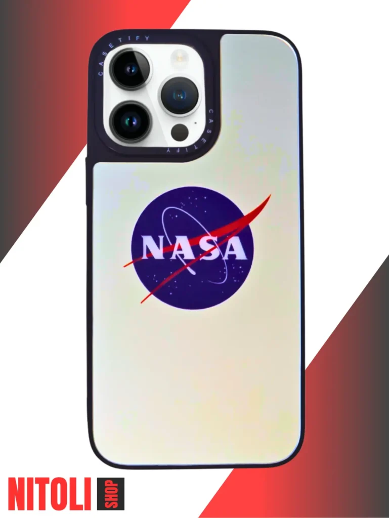 ✅قاب آیفون 14 پرومکس مدل اینه ای طرح لوگوی ناسا | بدنه سخت مقاوم + طراحی خاص